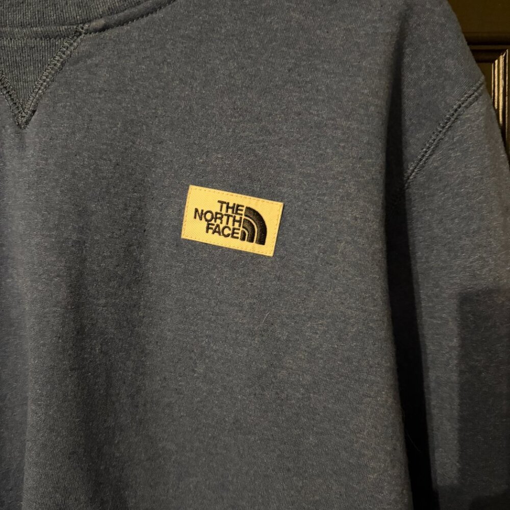 Mens North Face Heavy Knit Sweatshirt Scoop Neck Blue Extra Large - Picture 2 of 5